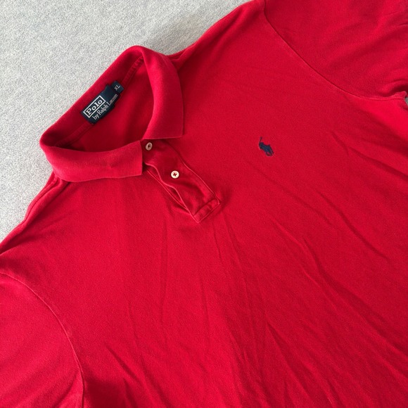 Polo Ralph Lauren Other - Polo Ralph Lauren Men XL Red Short Sleeve Pique Cotton Polo Shirt Navy Pony Logo